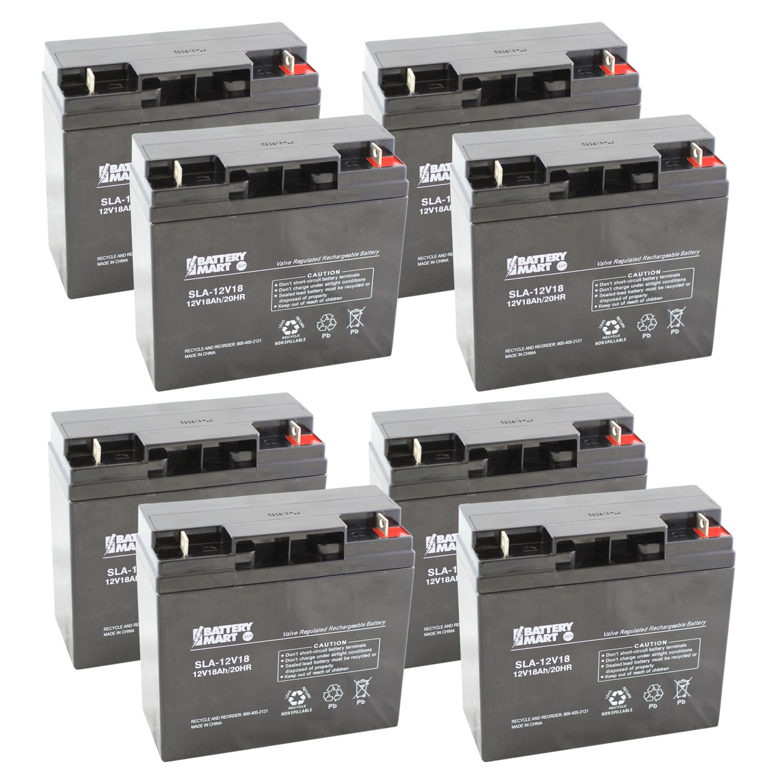 [8 Pack] 12 Volt 18 Ah Sealed Lead Acid Rechargeable Batteries
