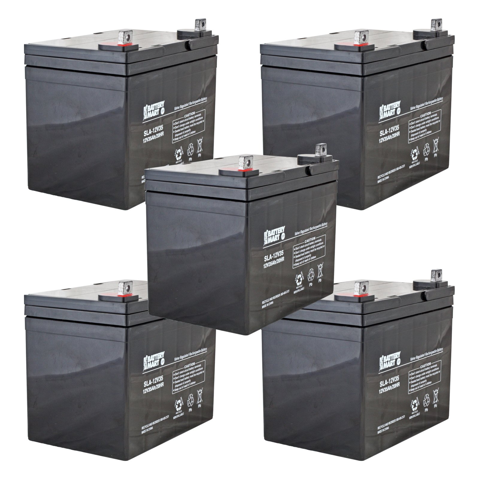 [5 Pack] 12 Volt 35 Ah AGM Sealed Lead Acid Rechargeable Battery Free