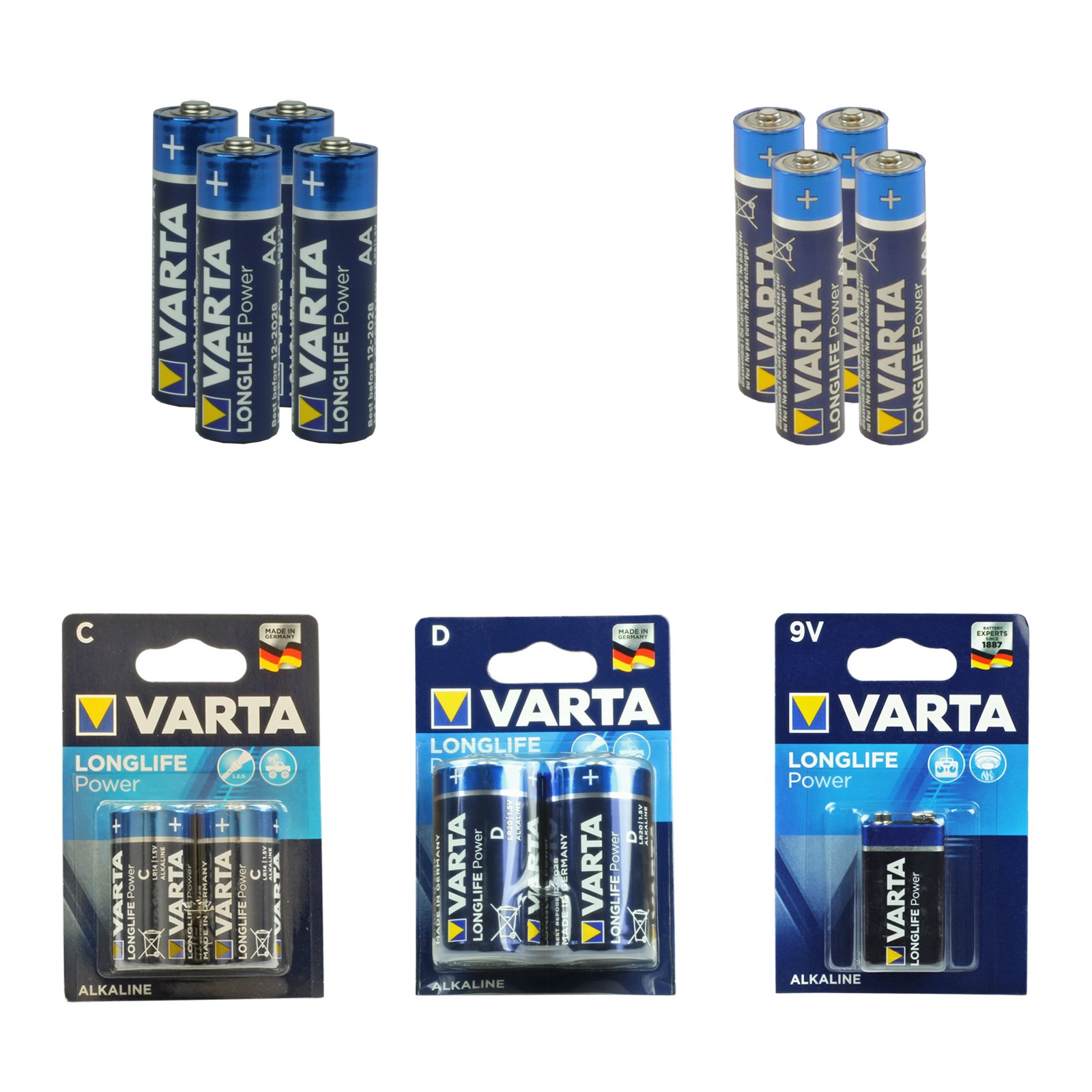 Varta Alkaline Bundle Pack AA, AAA, C, D, 9V [13 Batteries]