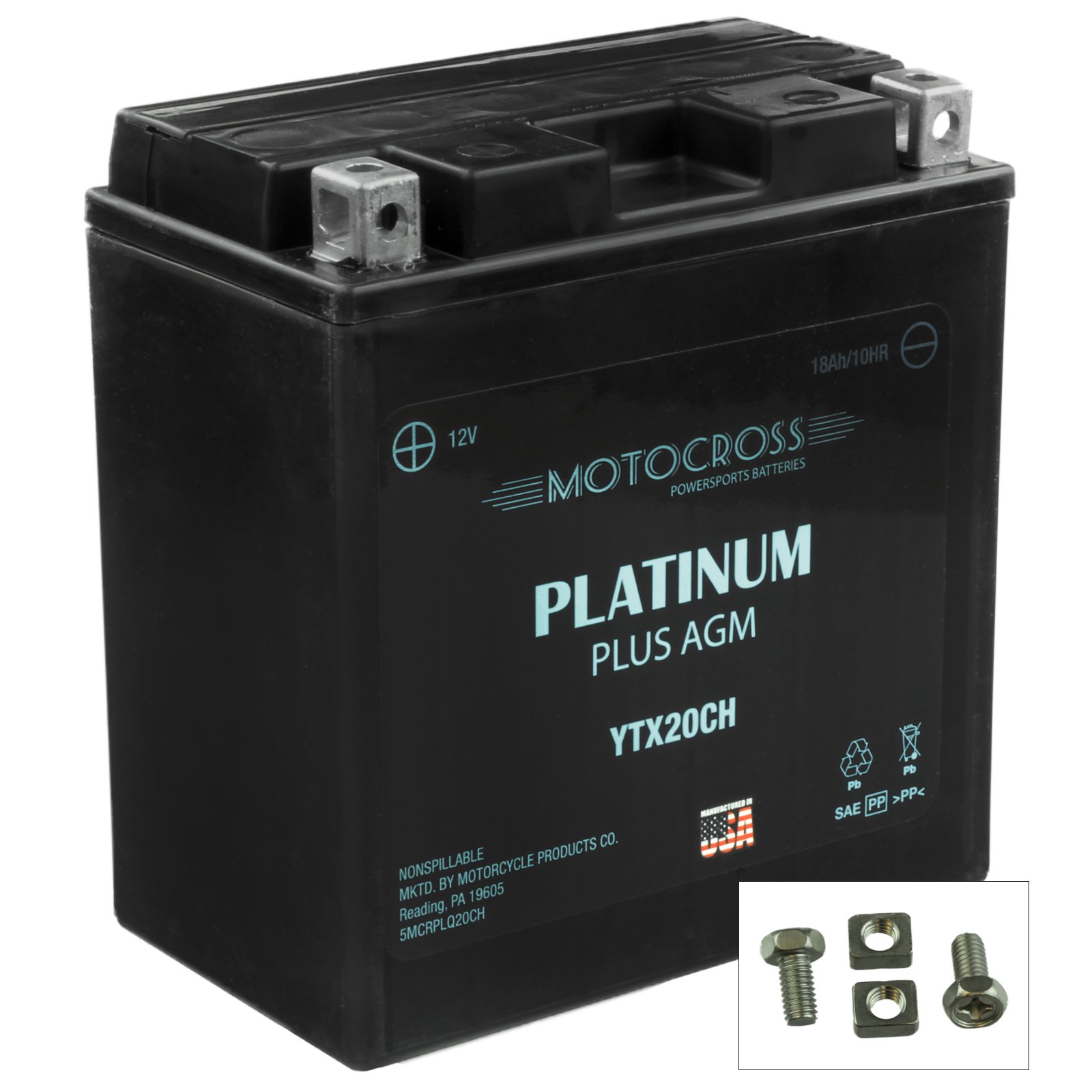 Motorcross Platinum YTX12-BS AGM Maintenance Free Battery – For Motorcycles, ATVs