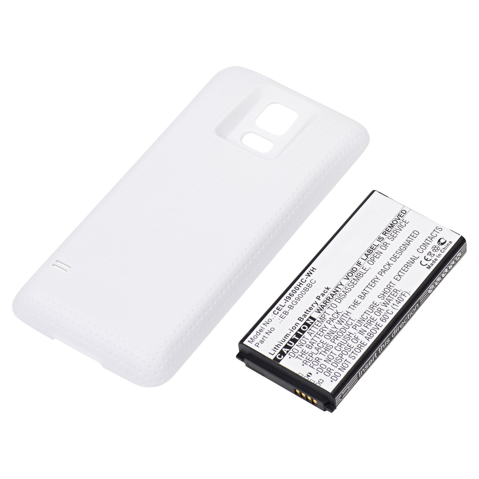 Replacement Samsung Galaxy S5 Extended Cell Phone Battery With White
